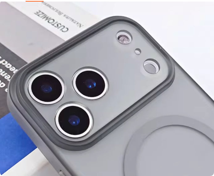 Magnetische Handyhülle mit Hautgefühl, feine Lochlinse, Vollabdeckung, stoßfest