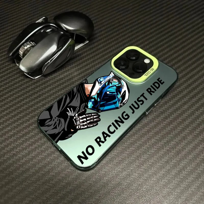 Motorradfahrer-Handyhülle mit Metall-Button