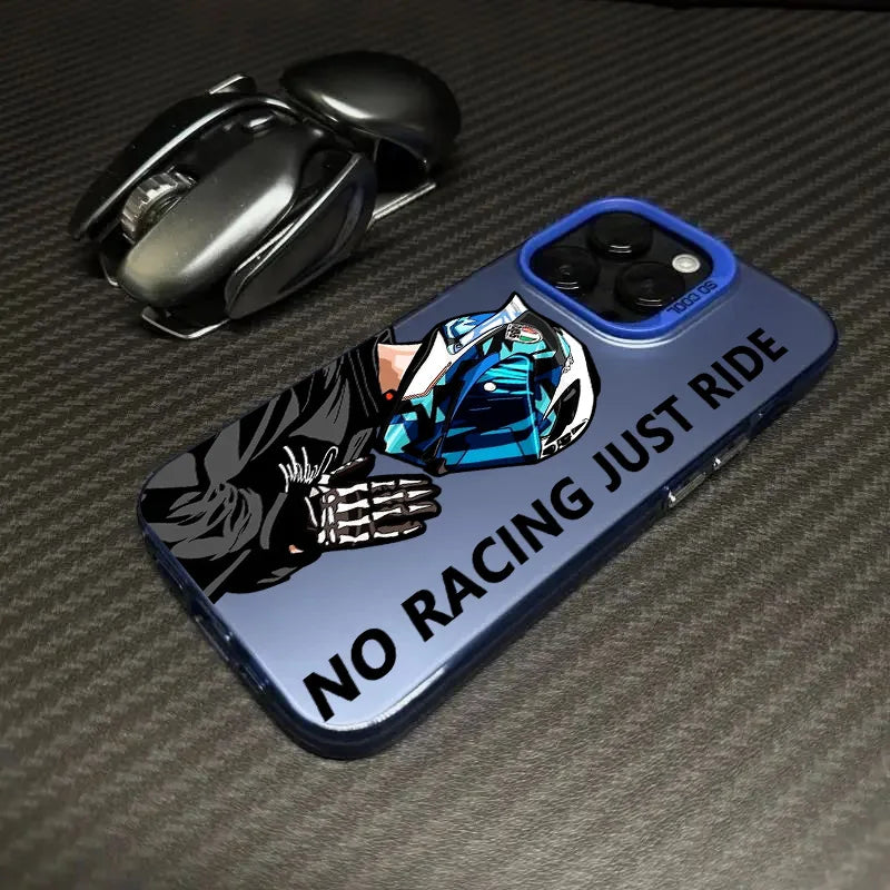 Motorradfahrer-Handyhülle mit Metall-Button