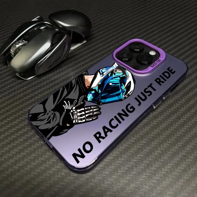 Motorradfahrer-Handyhülle mit Metall-Button