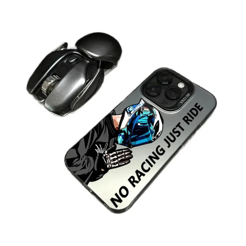 Motorradfahrer-Handyhülle mit Metall-Button