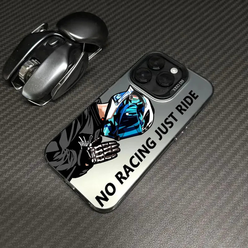 Motorradfahrer-Handyhülle mit Metall-Button