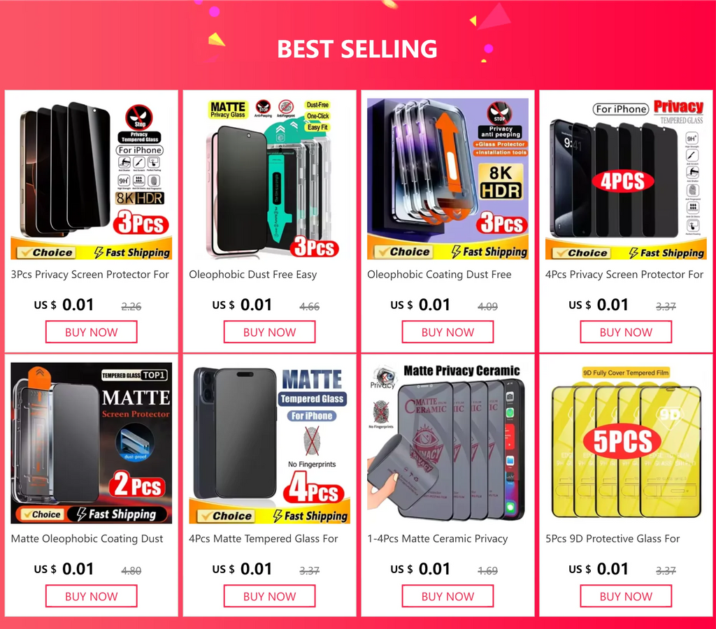 4er-Set mattes Panzerglas für iPhone