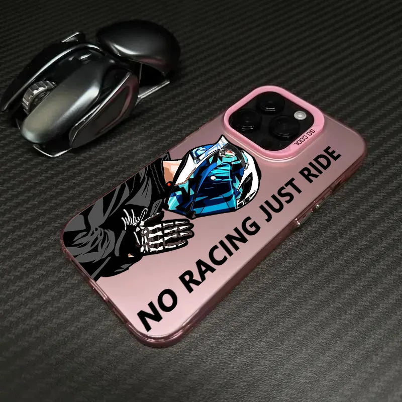 Motorradfahrer-Handyhülle mit Metall-Button