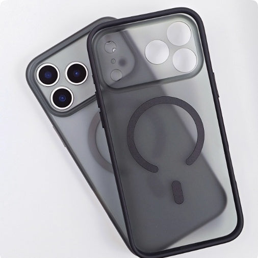 Magnetische Handyhülle mit Hautgefühl, feine Lochlinse, Vollabdeckung, stoßfest